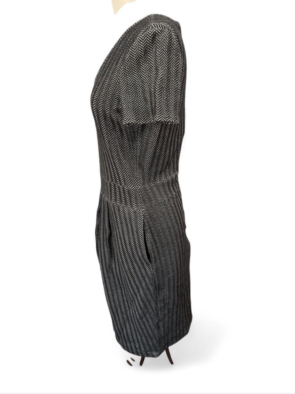 Armani Collezioni Chevron Herringbone Wool Blend Knit Pocket Sheath Dress 10